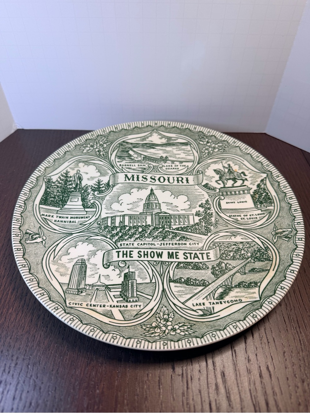 Missouri 'The Show Me State' Decorative Plate - Monochromatic Green